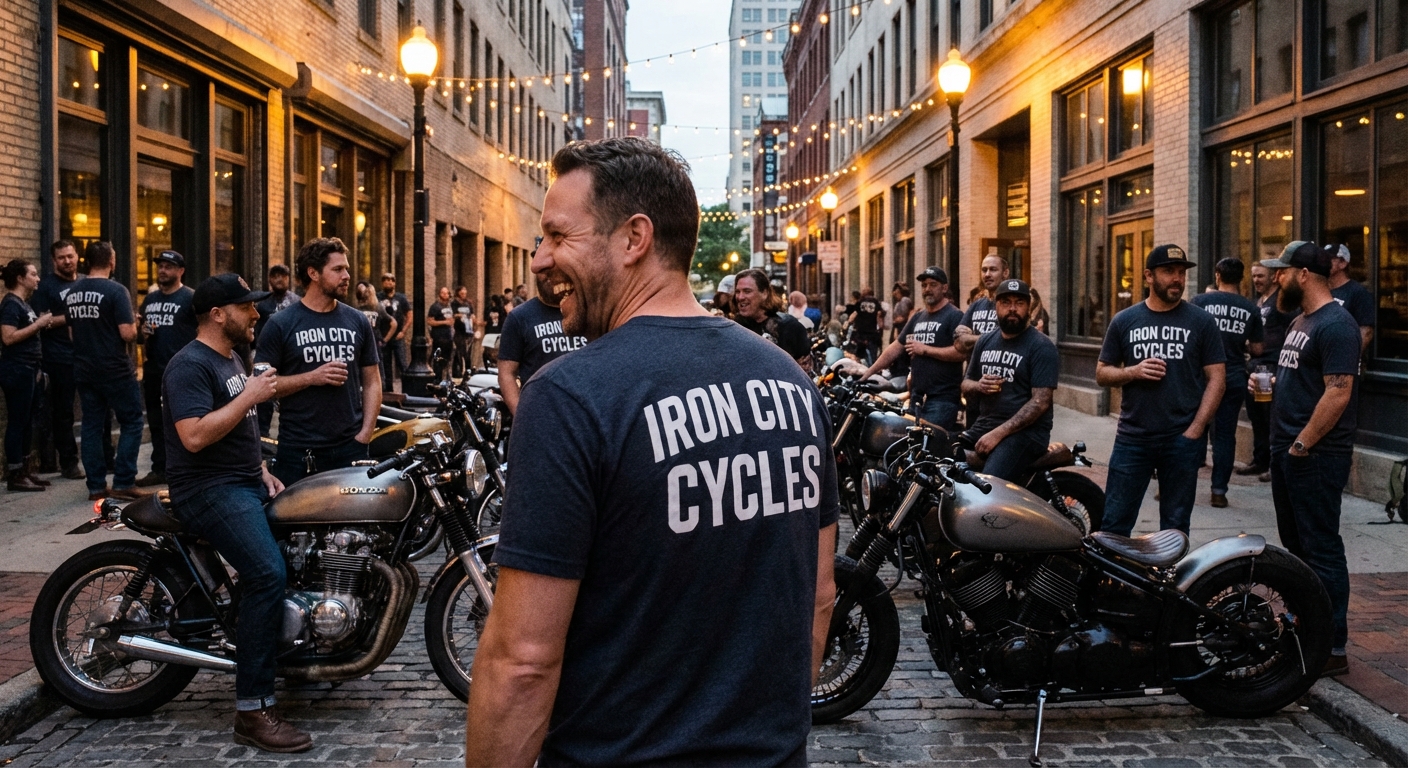 Local bike night with branded apparel