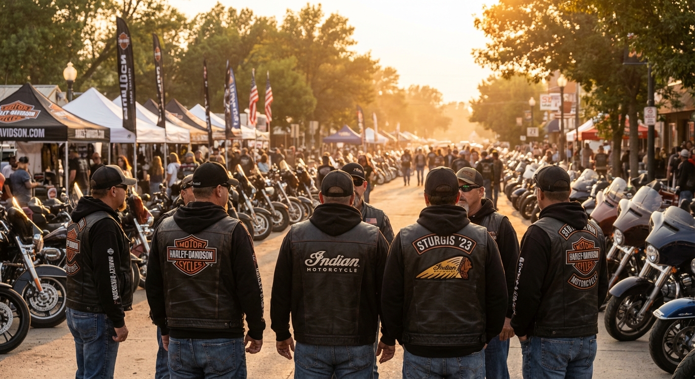 Bikers in branded gear at Sturgis Rally