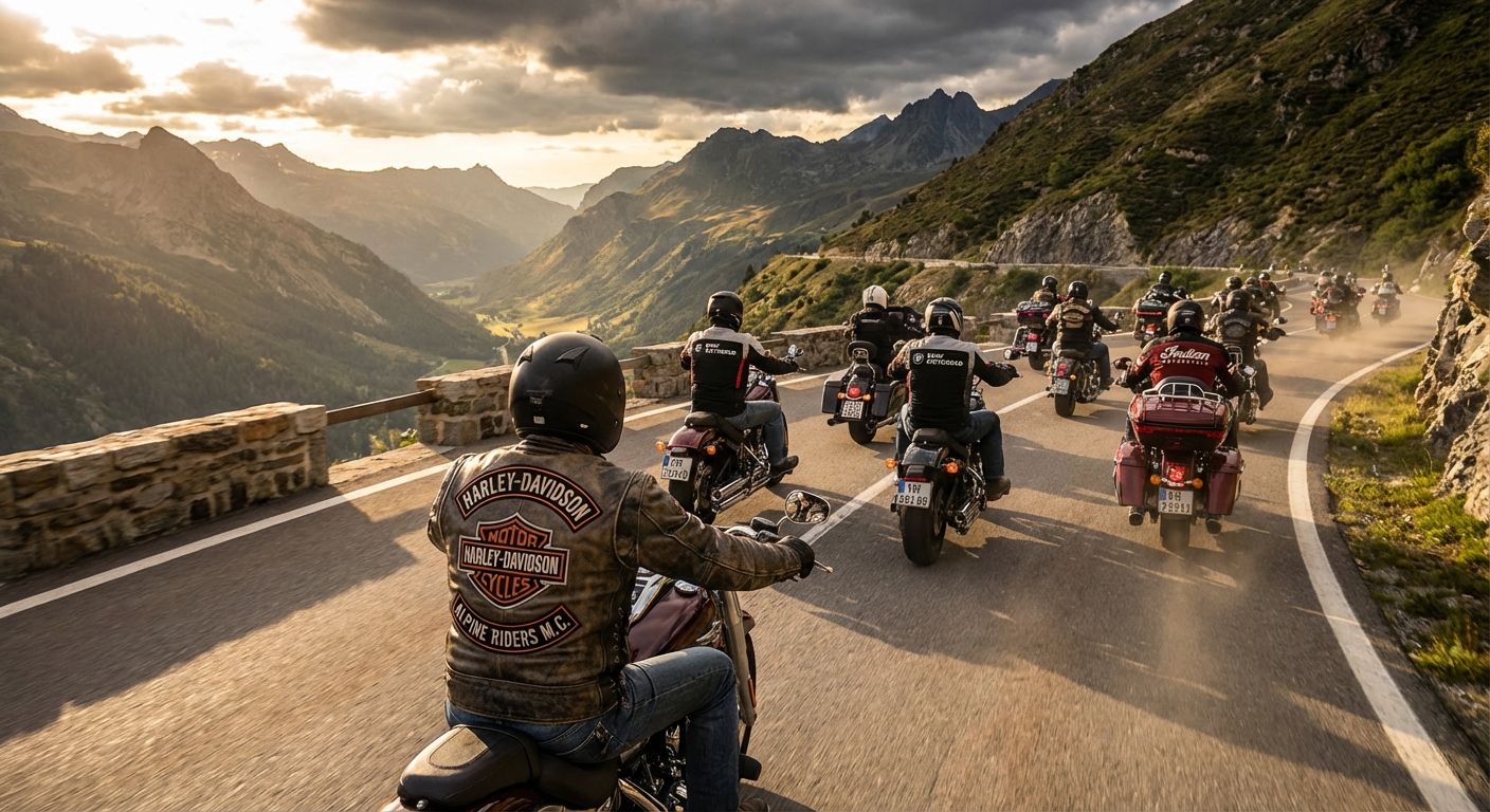 Mountain pack ride in branded jackets